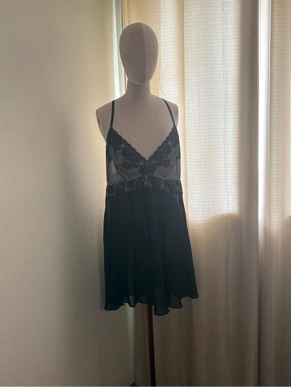 Cacique Black Lace & Chiffon Chemise